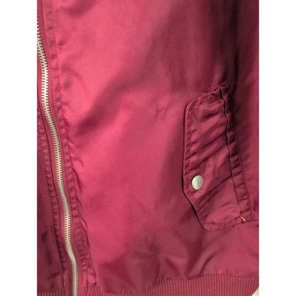 Brooklyn Cloth Mens Bomber Jacket Burgundy Maroon Quilted Orange Lining Large - Picture 14 of 16
